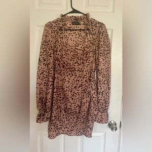 Prettylittlething Long Sleeve leopard Dress Size 4